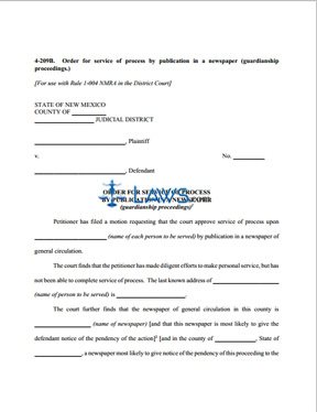 Form 4-209b Order for Service of Process by Publication in a Newspaper