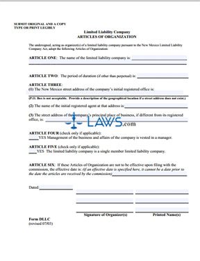 Form DDLC Incorporation Packet (LLC) 