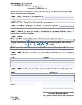 Form DPR Incorporation Application Packet  
