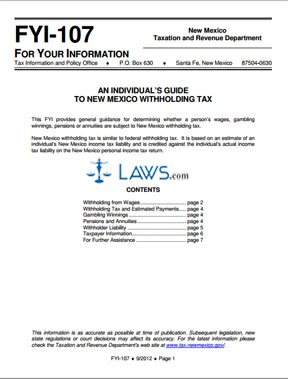 Form FYI-107 Individual Withholding Guide 