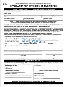Form RPD-41096 Extension of Time to File 