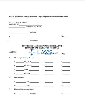 Form 4A-132 Petitioner and Respondent’s Separate Property and Liabilities Schedule