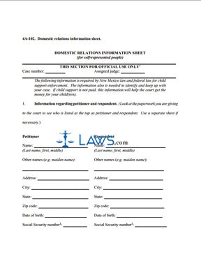 Form 4A-102 Domestic Relations Information Sheet