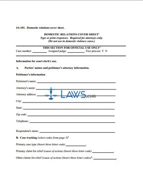 Form 4A-101 Domestic Relations Cover Sheet