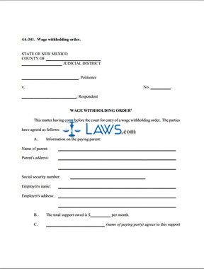 Form 4A-341 Wage Withholding Order