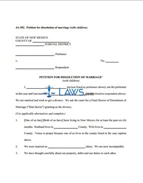 Form 4A-302 Petition for Dissolution of Marriage (With Children)