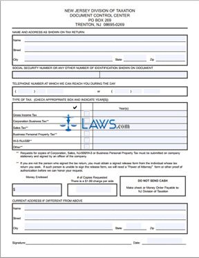 Form DCC-1 Tax Copies Request 