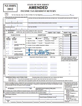 Form NJ-1040X New Jersey Amended Income Tax Resident Return