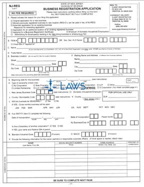 jersey new security number social Jersey Business Form   Registration Application New NJ