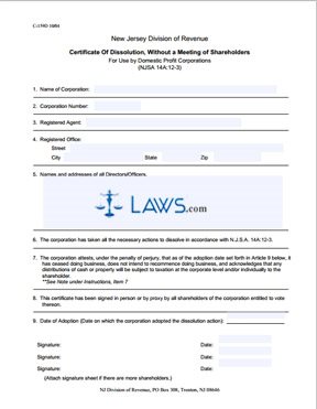 Form C-159D Certificate Of Dissolution (Without A Meeting Of Shareholders For Use By Domestic Profit Corporations)  