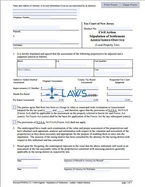 Form 11405 Stipulation of Settlement with Exemption 
