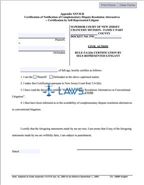Form 10889 Certification by Self -Represented Litigant
