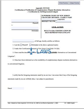 Form CN: 10889 Certification By Self-Represented Litigant