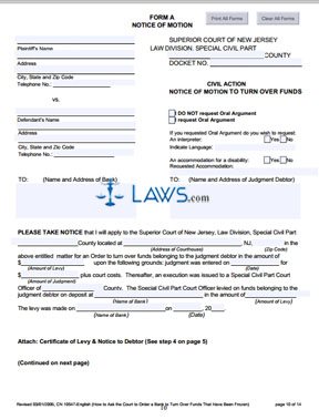 Form CN-10547 Motion To Turn Over