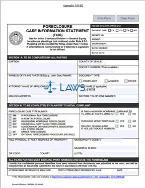 Form CN-10169 Foreclosure Case Information Statement (FCIS)