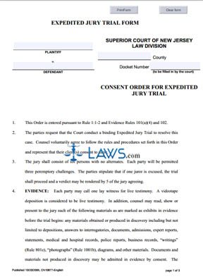 CN 10877 Consent Order for Expedited Jury Trial