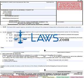 Response of Local Child Support Agency to Notice of Intent to Take Independent Action to Enforce Sup