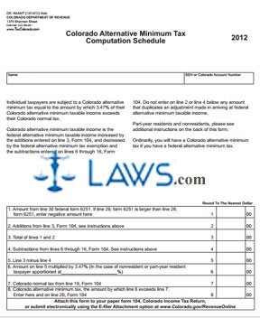 Form DR 104AMT Colorado Alternative Minimum Tax Computation Schedule