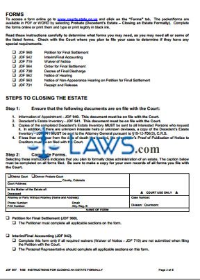 Instructions for Closing an Estate Formally