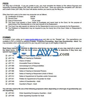 Instructions for Appointment of a Guardian - Adult