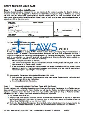 Instructions to File for a Declaration of Invalidity of Marriage (Annulment)