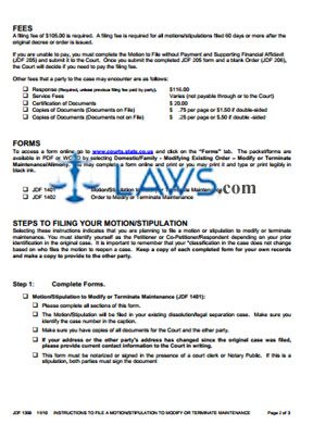 Instructions to File a Motion or Stipulation to Modify or Terminate Maintenance