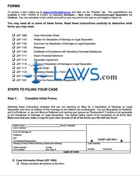 Instructions for Filing a Dissolution of Marriage or Legal Separation if there are no Children of th