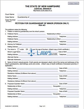 Form NHJB-2024-F Petition for Guardianship of Minor (Person Only)