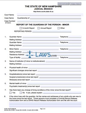 Form NHJB-2170-FP Report of the Guardian of the Person-Minor