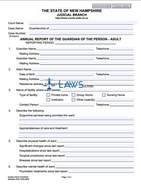 Form NHJB-2166-P Annual Report of the Guardian of the Person - Adult