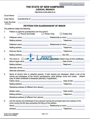 Form NHJB-2162-P Petition for Guardianship of Minor