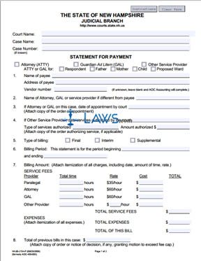 Form NHJB-2154-P Statement for Payment