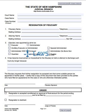  Form NHJB-2140-P Resignation of Fiduciary