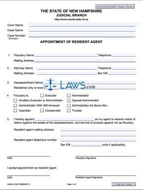 Form NHJB-2120-P Appointment of Resident Agent