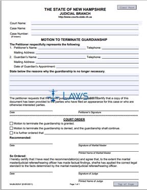 Form NHJB-2025-F Motion to Terminate Guardianship