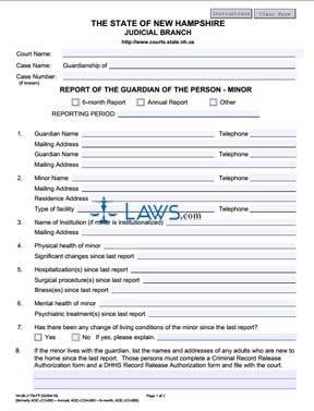 Form NHJB-2170-FP Report of the Guardian of the Person - Minor