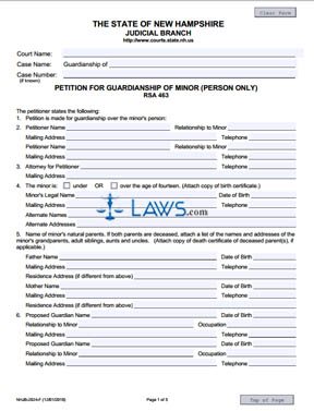 Form NHJB-2024-F Petition for Guardianship of Minor (Person Only)