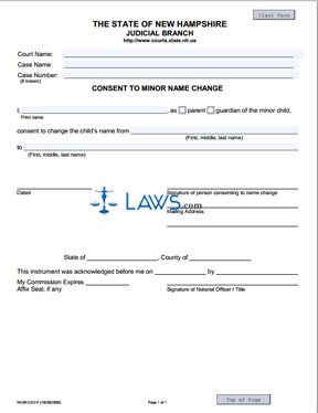Form NHJB-2322-F Consent to Minor Name Change