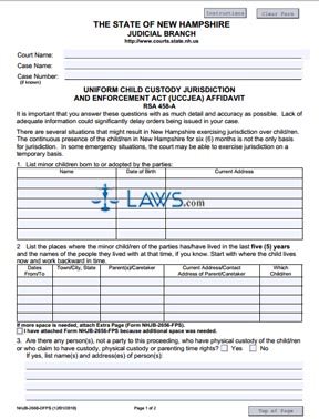 Form NHJB-2660-DFPS  Uniform Child Custody Jurisdiction and Enforcement Act (UCCJEA) Affidavit 