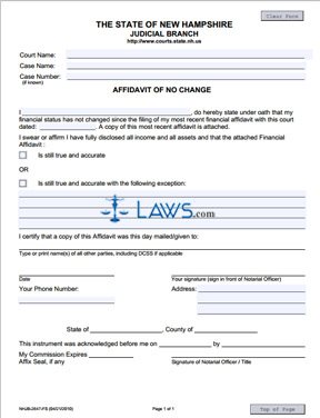 Form NHJB-2647-FS Affidavit of No Change 