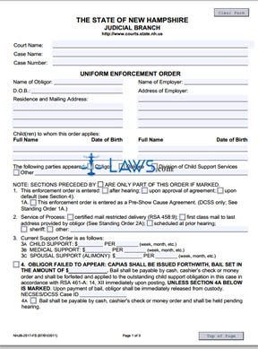 Form NHJB-2517-FS Uniform Enforcement Order 