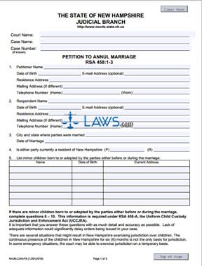 Form NHJB-2245-FS Petition to Annul Marriage 