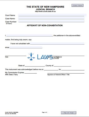 Form NHJB-2198-FS Affidavit of Non-Cohabitation 