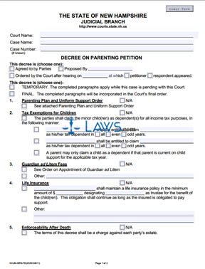 Form NHJB-2078-FS Decree on Parenting Petition 