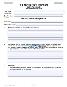 Form NHJB-2076-FS Ex Parte (Emergency) Motion 