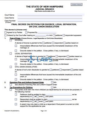 Form NHJB-2071-FS Final Decree on Divorce or Legal Separation 