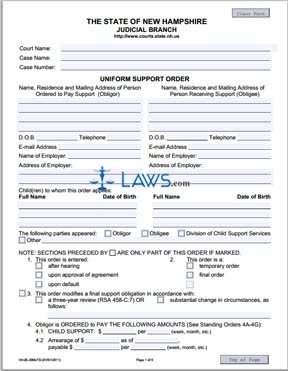 Form NHJB-2066-FS Uniform Support Order 
