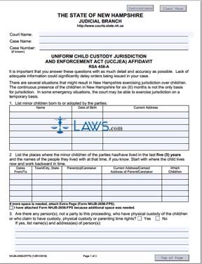 Uniform Child Custody Jurisdiction and Enforcement Act (UCCJEA) Affidavit 