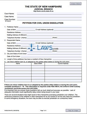 Petition for Civil Union Dissolution