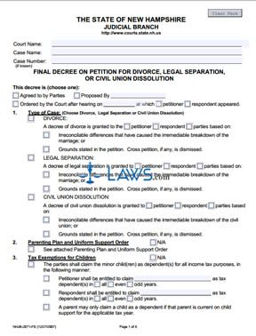 Final Decree on Divorce or Legal Separation